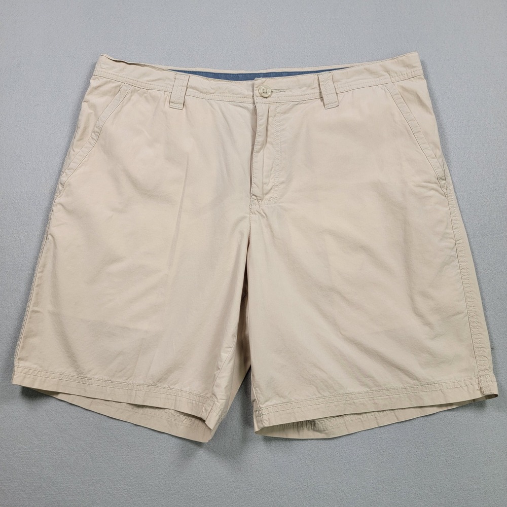 Men's Columbia Flat Front Hiking Casual Shorts, Khaki, Size 36, Pre-Owned